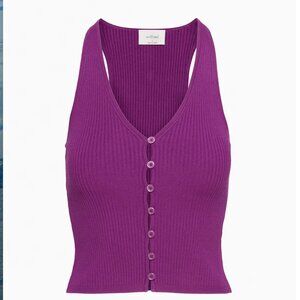 NWT Aritzia Wilfred Affinity Top Knit Sweater Tank Top, Wild Berry, XS